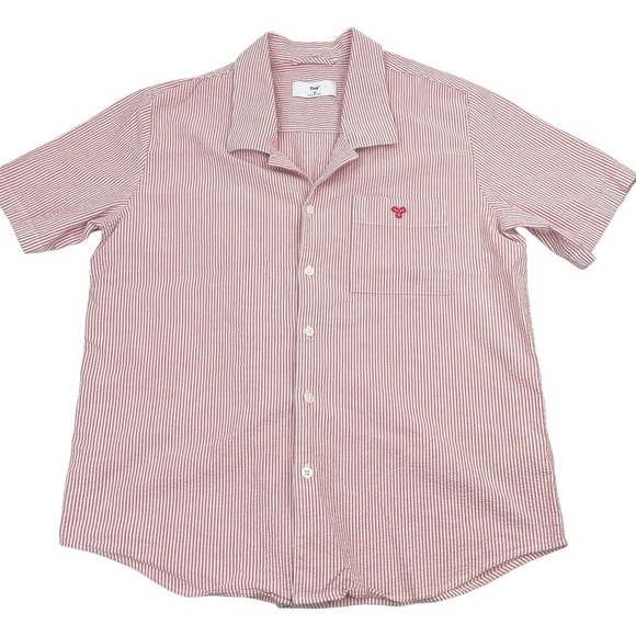 TNA Aritzia Baltimore Button Up Striped Short Sleeve Sz XS - Picture 2 of 6